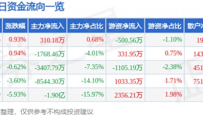 股票行情快报：智度股份（000676）12月20日主力资金净买入310.18万元