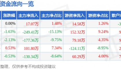 股票行情快报：ST德豪（002005）3月4日主力资金净买入17.07万元