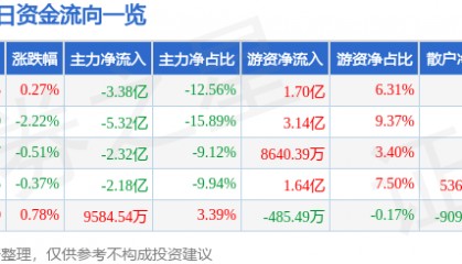股票行情快报：中芯国际（688981）3月24日主力资金净卖出3.38亿元