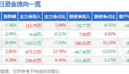 股票行情快报：浪莎股份（600137）3月31日主力资金净买入115.70万元