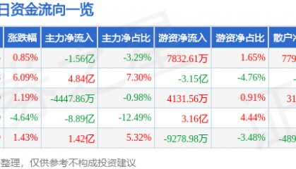 股票行情快报：中芯国际（688981）4月10日主力资金净卖出1.56亿元