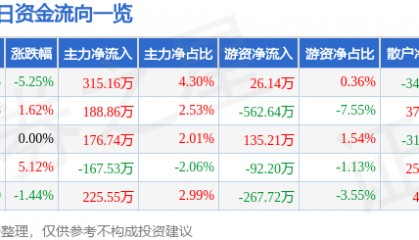 股票行情快报：金龙机电（300032）1月10日主力资金净买入315.16万元