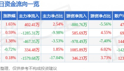 股票行情快报：泓淋电力（301439）8月19日主力资金净买入402.41万元