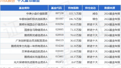4月11日川仪股份涨5.08%，中庚小盘价值股票基金重仓该股