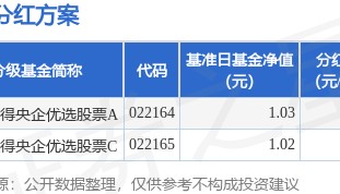 基金分红：西部利得央企优选股票基金4月3日分红
