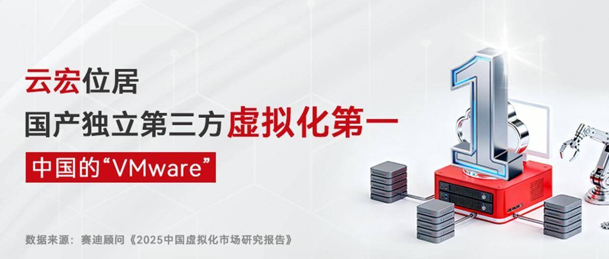 云宏信息蝉联国产独立第三方虚拟化市场TOP1 打造“中国的VMware”